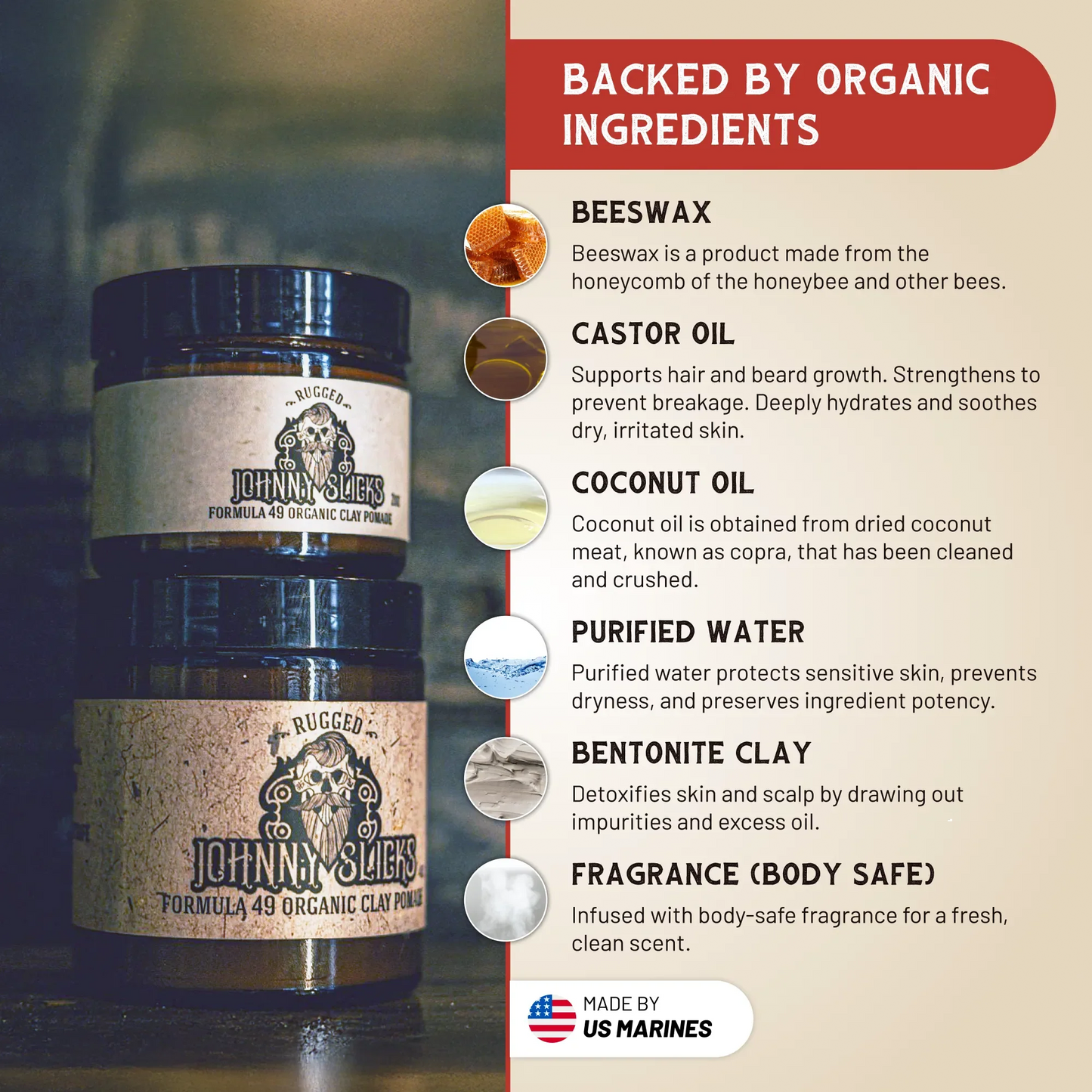 Engineered for control Built for everyday performance - Formula 49 Organic Clay Pomade